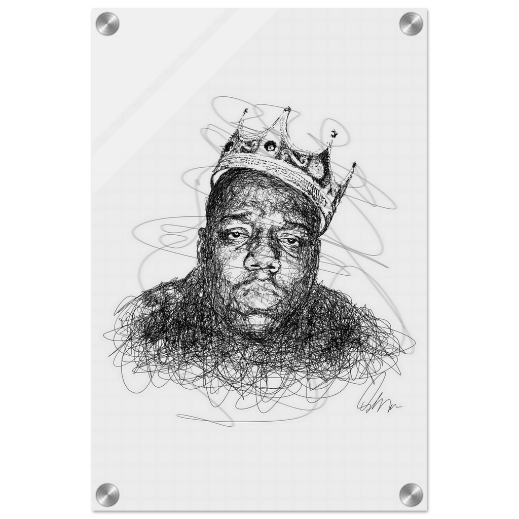 Notorious B.I.G. Scribble Art Acrylic Print – Iconic, Modern, Durable Wall Decor for Any Space - Vibrantwalls