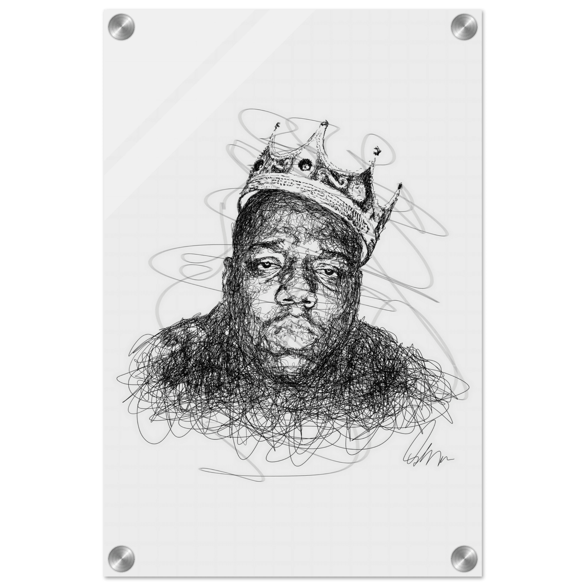 Notorious B.I.G. Scribble Art Acrylic Print – Iconic, Modern, Durable Wall Decor for Any Space - Vibrantwalls