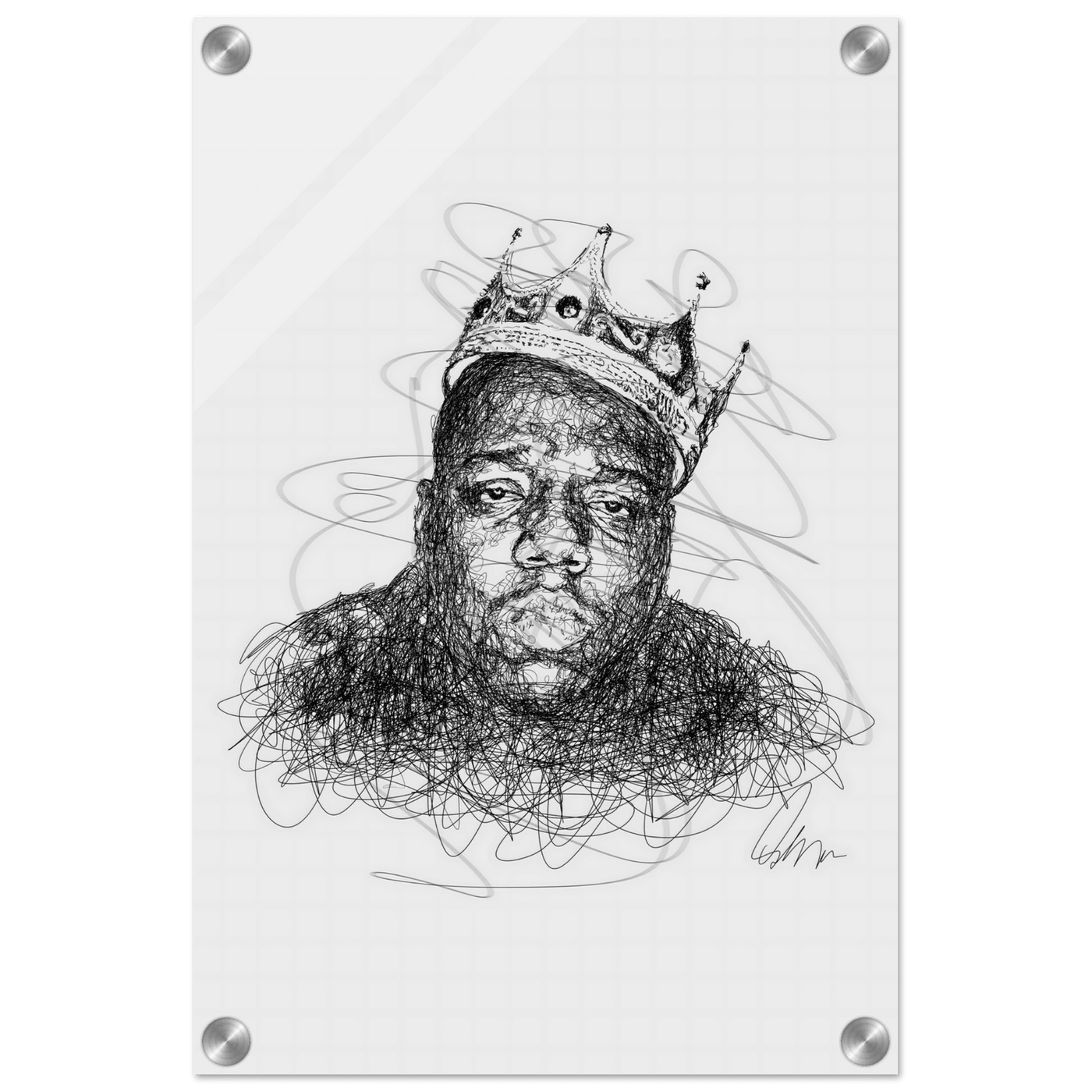 Notorious B.I.G. Scribble Art Acrylic Print – Iconic, Modern, Durable Wall Decor for Any Space - Vibrantwalls
