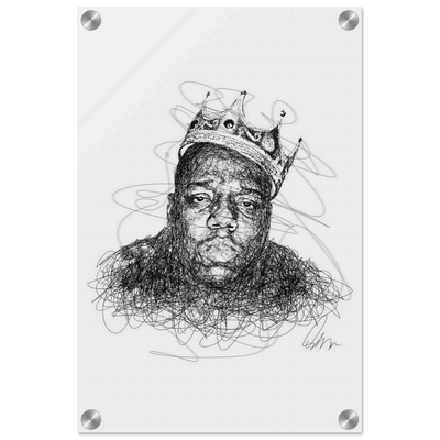 Notorious B.I.G. Scribble Art Acrylic Print – Iconic, Modern, Durable Wall Decor for Any Space - Vibrantwalls