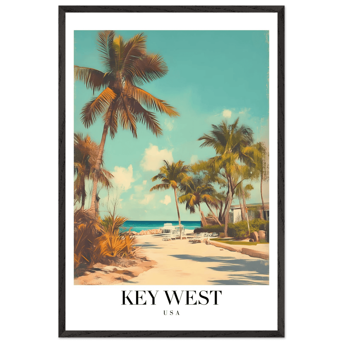 Key West USA Framed Poster – Vintage Travel Wall Art with Wooden Frame - Vibrantwalls