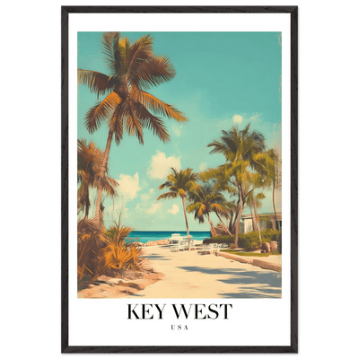 Key West USA Framed Poster – Vintage Travel Wall Art with Wooden Frame - Vibrantwalls