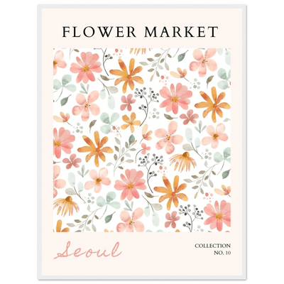 Seoul Flower Market Framed Poster – Delicate Watercolor Blooms & Botanical Art Print | Ready-to-Hang - Vibrantwalls
