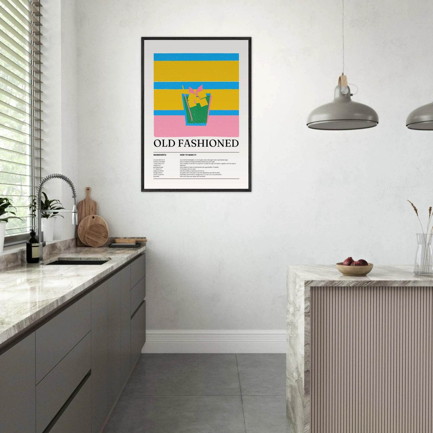 Old Fashioned Cocktail Recipe Art Print - Vibrantwalls