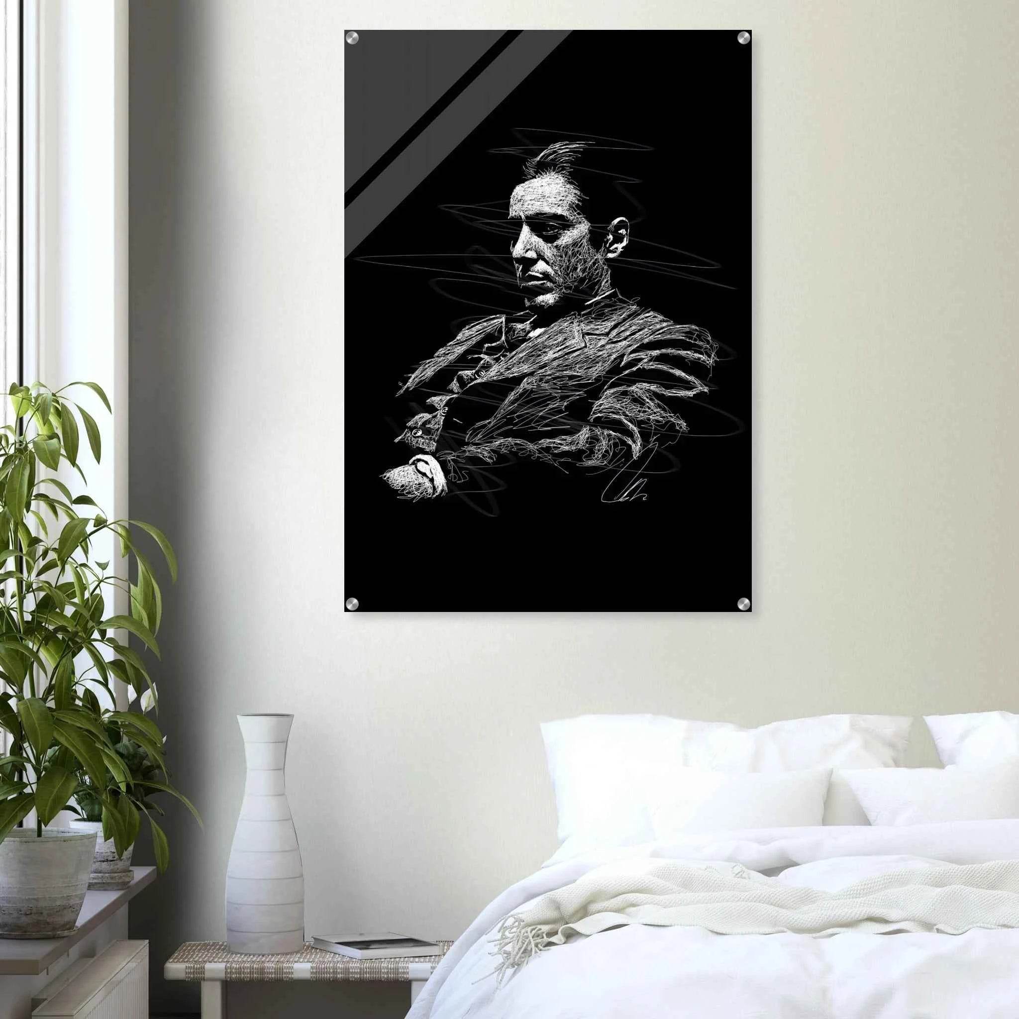 Al Pacino Scarface Sketch Art Acrylic Print – Iconic, Dynamic, Black & White Wall Decor - Vibrantwalls