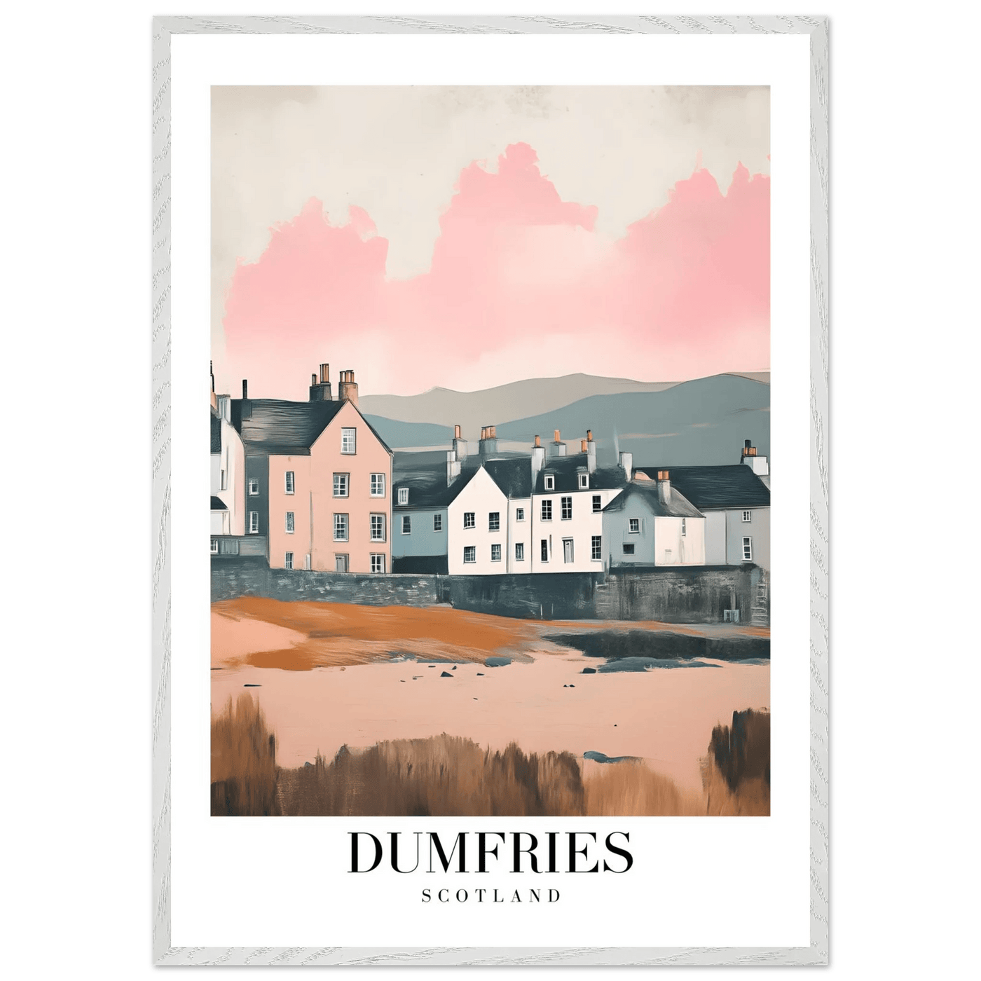 Dumfries Scotland Framed Poster – Pastel-Toned Vintage Travel Wall Art with Wooden Frame - Vibrantwalls