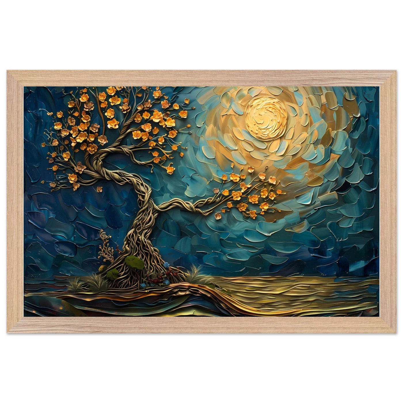 Tree of Life Jewelry - Golden Blooms & Midnight Sky Design - Vibrantwalls