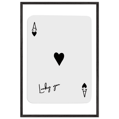 Lucky You Ace of Hearts Poker Card Print - Framed Wall Art, Eco-Friendly Wood Frame in Black, White, or Natural - Vibrantwalls
