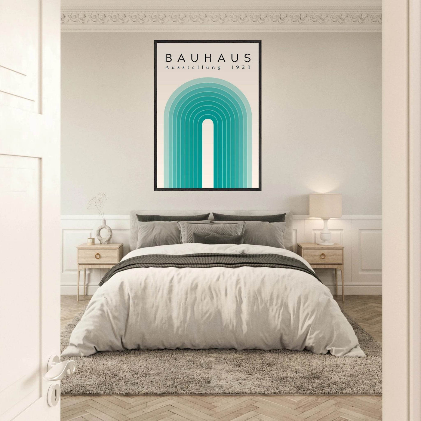 Bauhaus Ausstellung 1923 Teal & Cream - Vibrantwalls