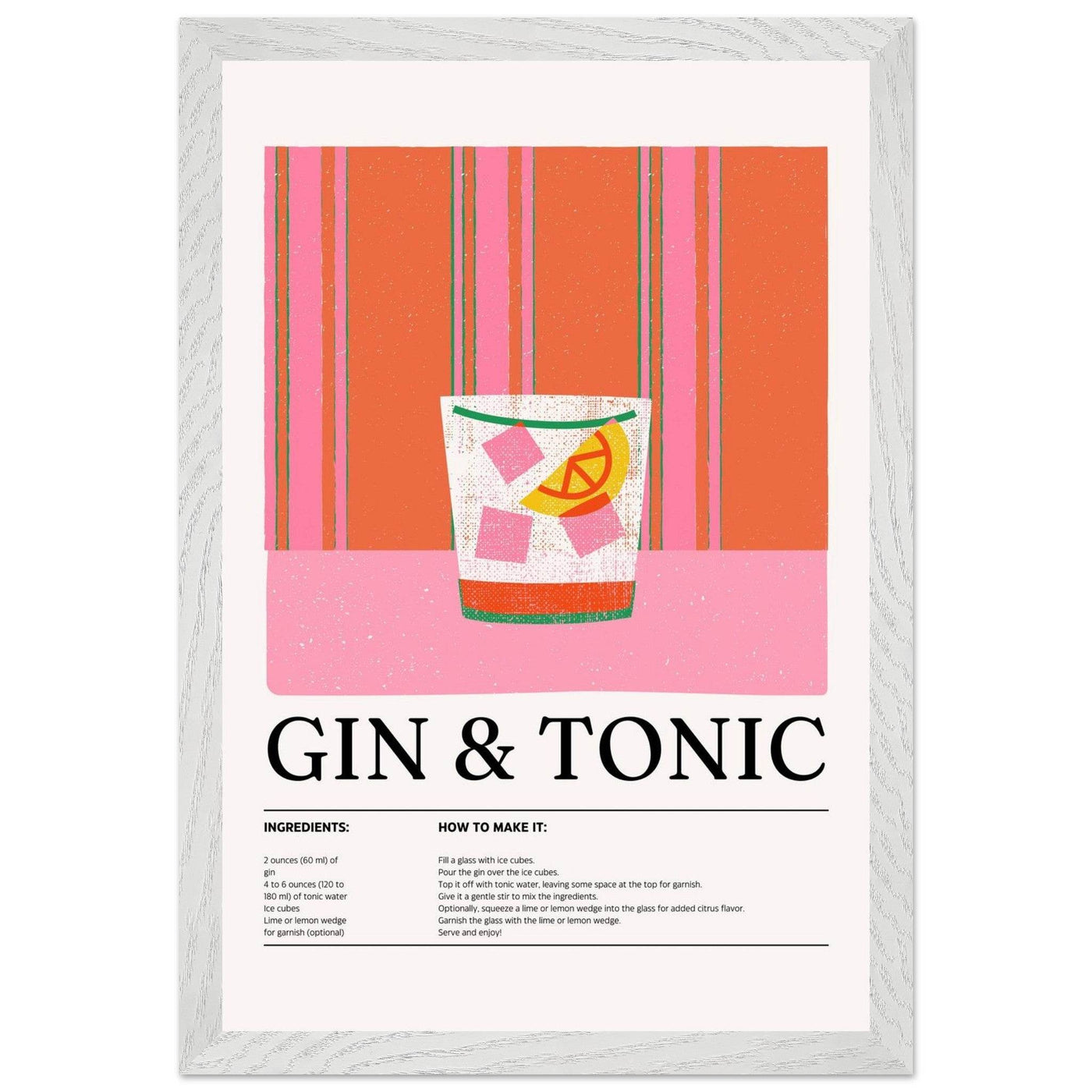 Gin Tonic Cocktail Recipe Minimalist Design Print - Vibrantwalls