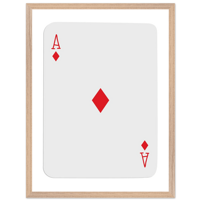 Ace of Diamonds Poker Card Print - Mounted Framed Art, Eco-Friendly Wood Frame in Your Choice of Finish - Vibrantwalls