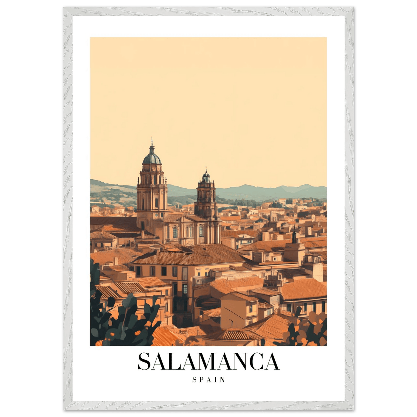Salamanca Spain Framed Poster – Warm Hues Vintage Travel Wall Art with Wooden Frame - Vibrantwalls