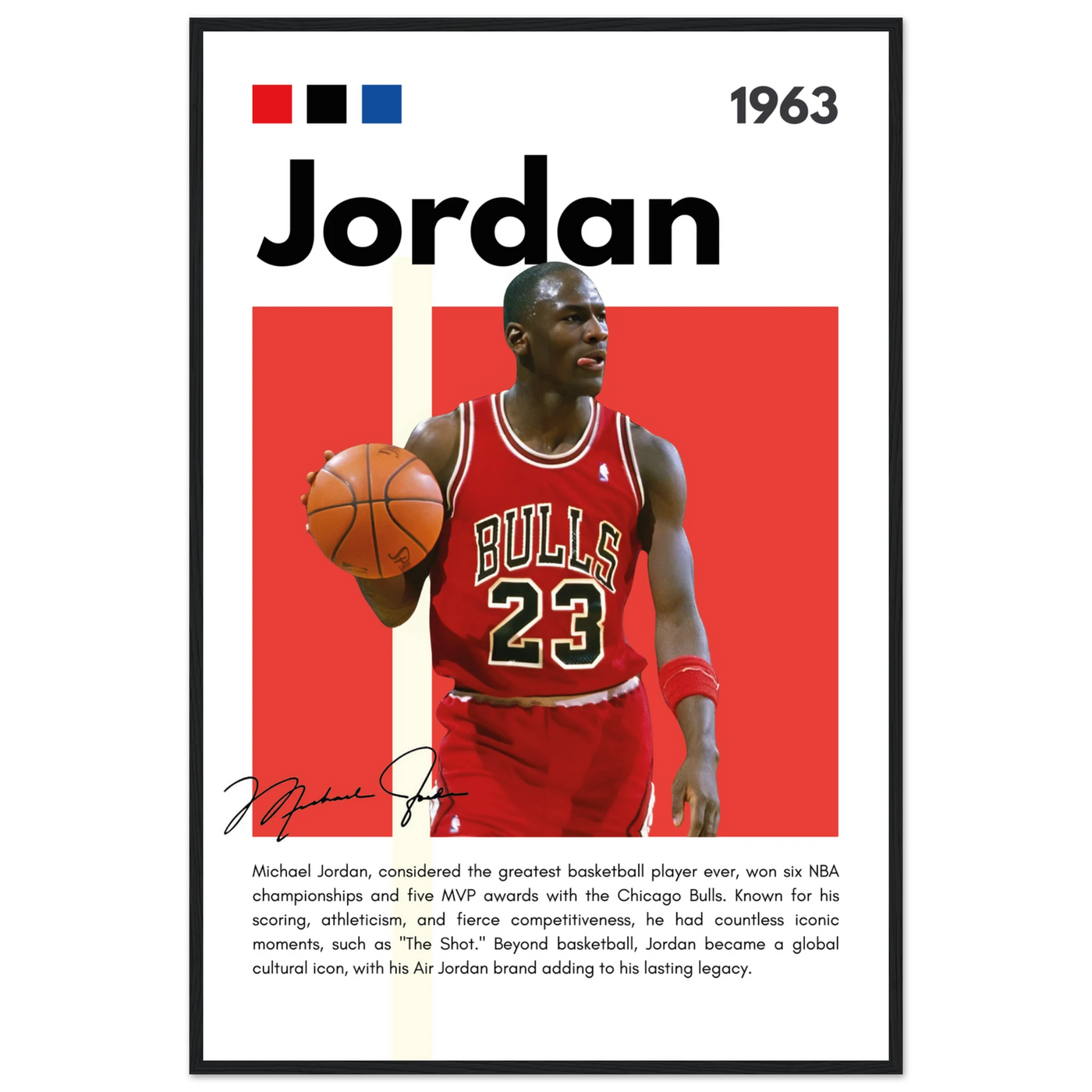 Michael Jordan Air Jordan Bulls Retro Print 60x90 cm 24x36″ Black frame Vibrantwalls