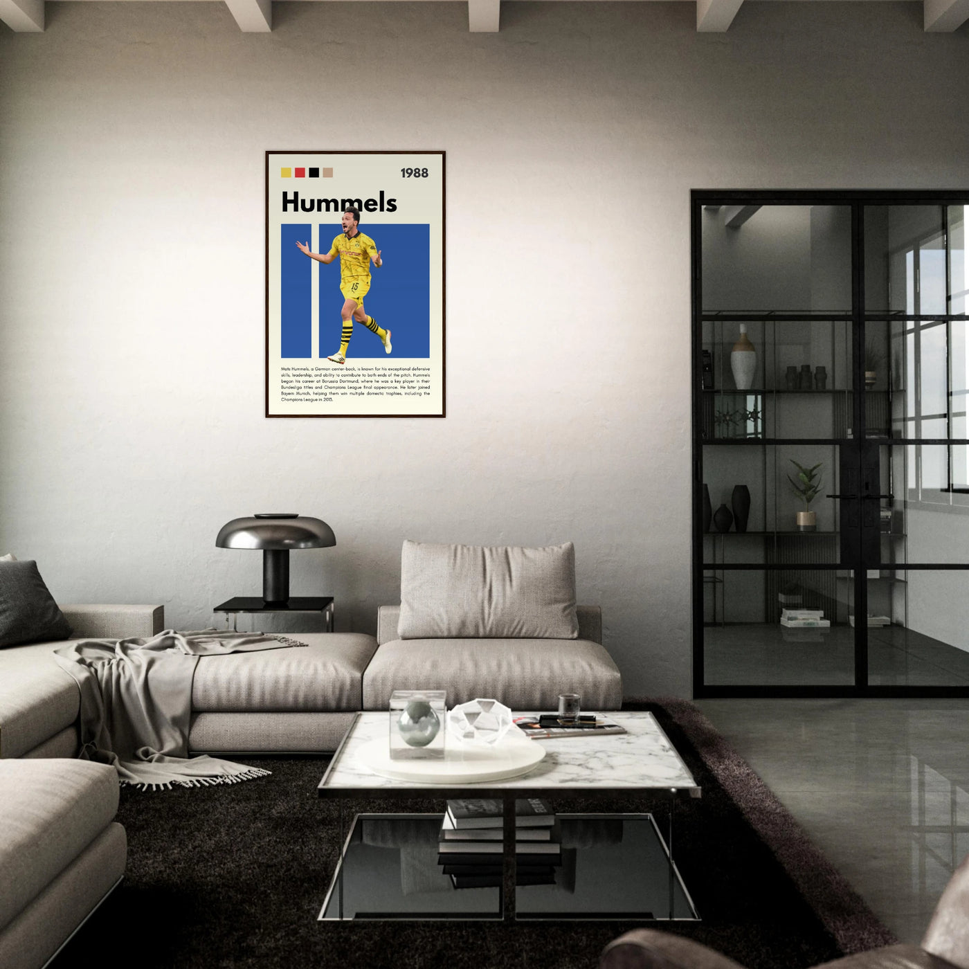 Mats Hummels Borussia Dortmund Framed Poster – Modern Football Art Print Vibrantwalls