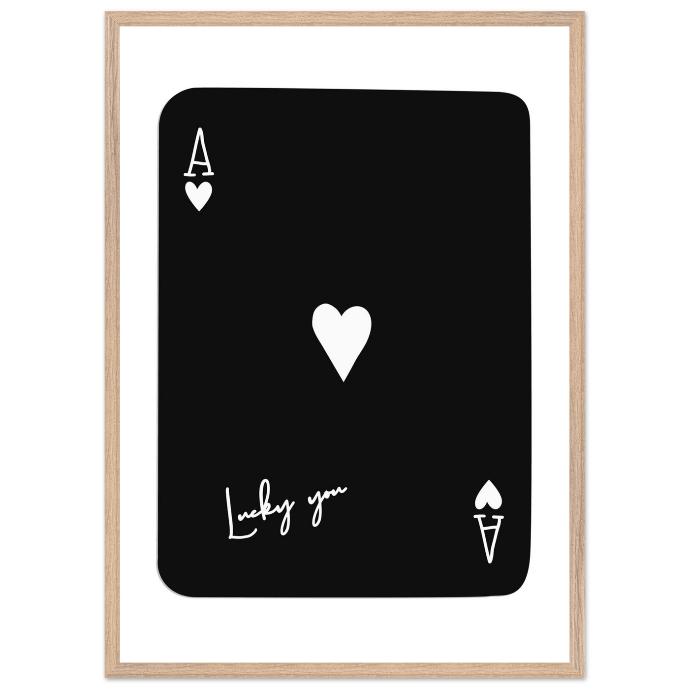 Minimalist Ace of Hearts Poker Card Print - Lucky You Framed Poster Art, Eco-Friendly Wood Frame - Vibrantwalls