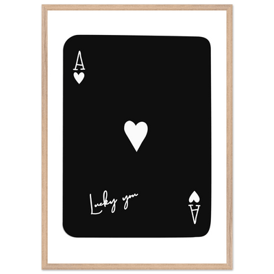 Minimalist Ace of Hearts Poker Card Print - Lucky You Framed Poster Art, Eco-Friendly Wood Frame - Vibrantwalls