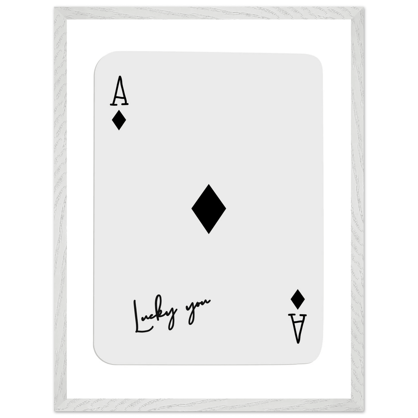 Lucky You Ace of Diamonds Poker Card Print - Mounted Framed Poster Art, Eco-Friendly Wood Frame in Your Choice of Style - Vibrantwalls