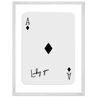 Lucky You Ace of Diamonds Poker Card Print - Mounted Framed Poster Art, Eco-Friendly Wood Frame in Your Choice of Style - Vibrantwalls