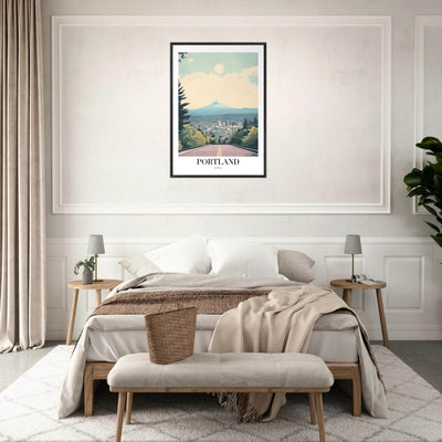 Portland Oregon Framed Poster – Mid-Century Modern Travel Art with Your Choice of Frame - Vibrantwalls