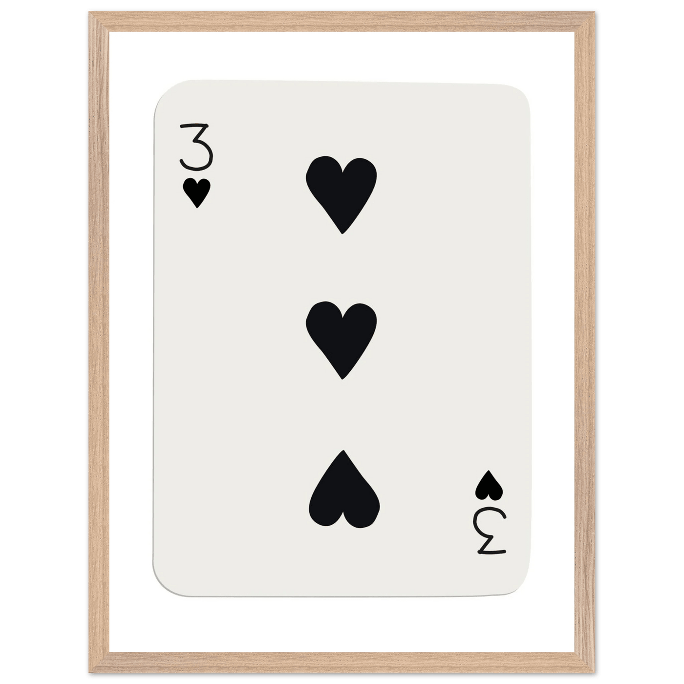 Three of Hearts Poker Card Print - Eco-Friendly Framed Poster Art, Available in Multiple Sizes & Frame Finishes - Vibrantwalls