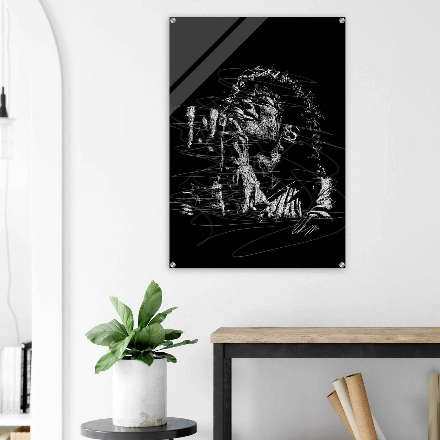 Michael Jackson Acrylic Print - Abstract Black & White Sketch Modern Wall Art in Multiple Sizes - Vibrantwalls