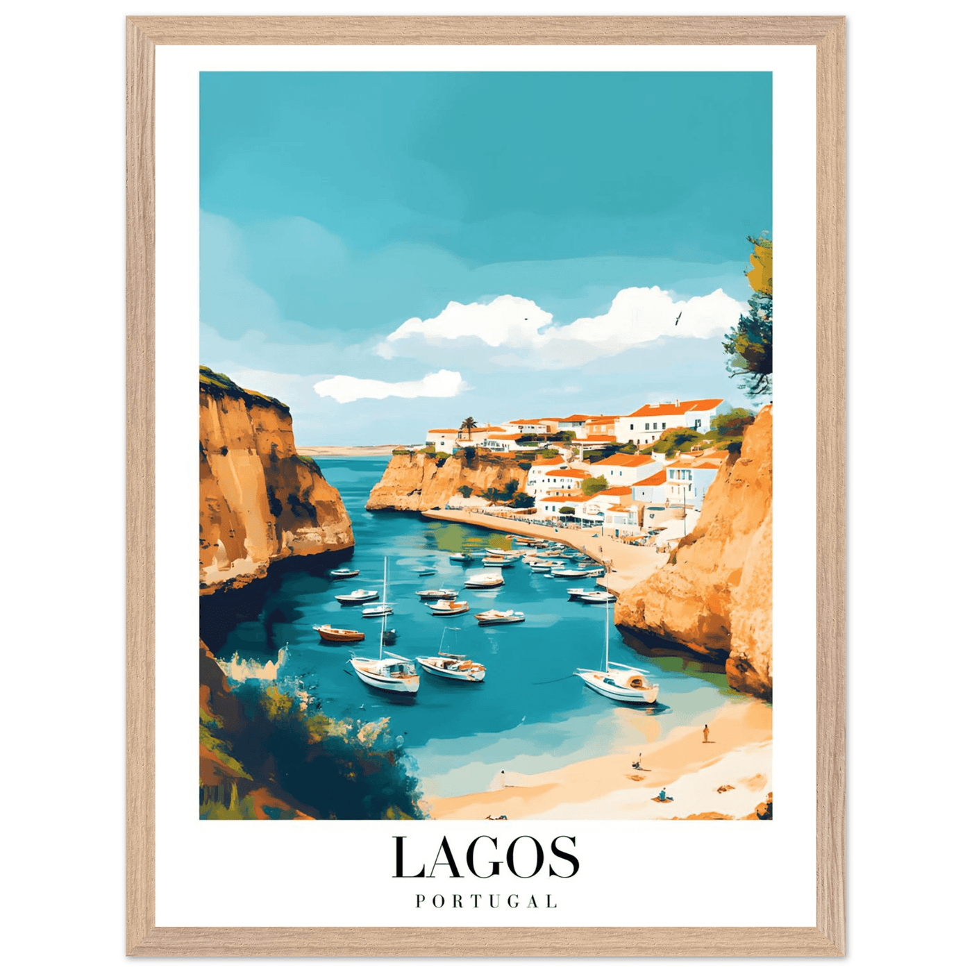 Lagos Portugal Framed Poster – Coastal Charm Travel Art with Wooden Frame - Vibrantwalls