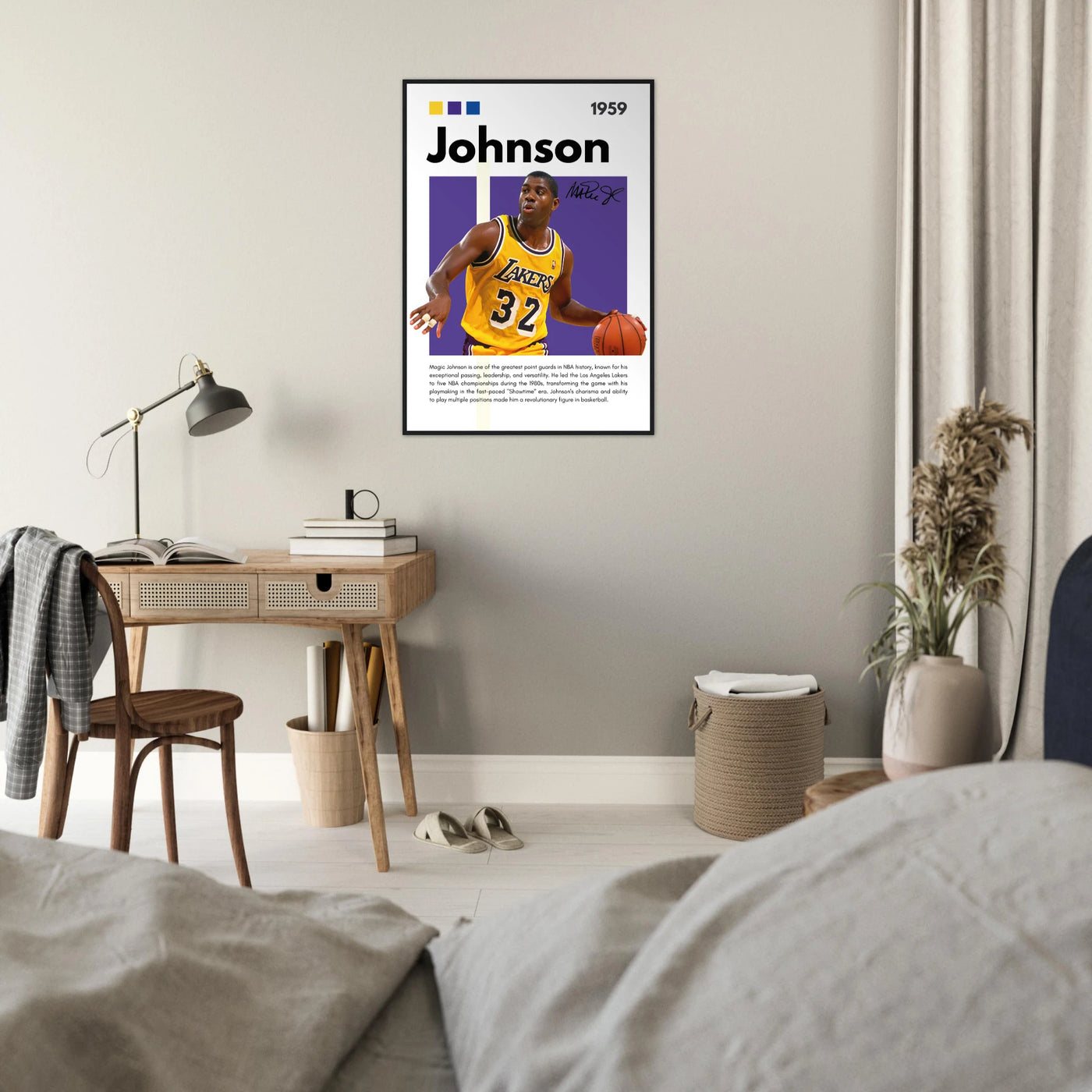 Magic Johnson Showtime Lakers Vintage Art Print Vibrantwalls