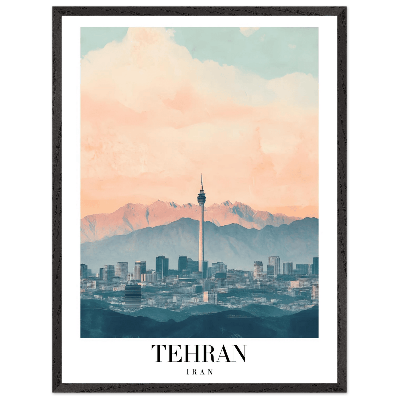 Tehran Iran Framed Poster – Serene Cityscape Wall Art with Customizable Wooden Frame & Sizes - Vibrantwalls