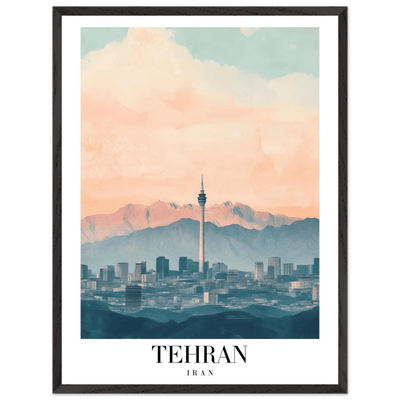Tehran Iran Framed Poster – Serene Cityscape Wall Art with Customizable Wooden Frame & Sizes - Vibrantwalls