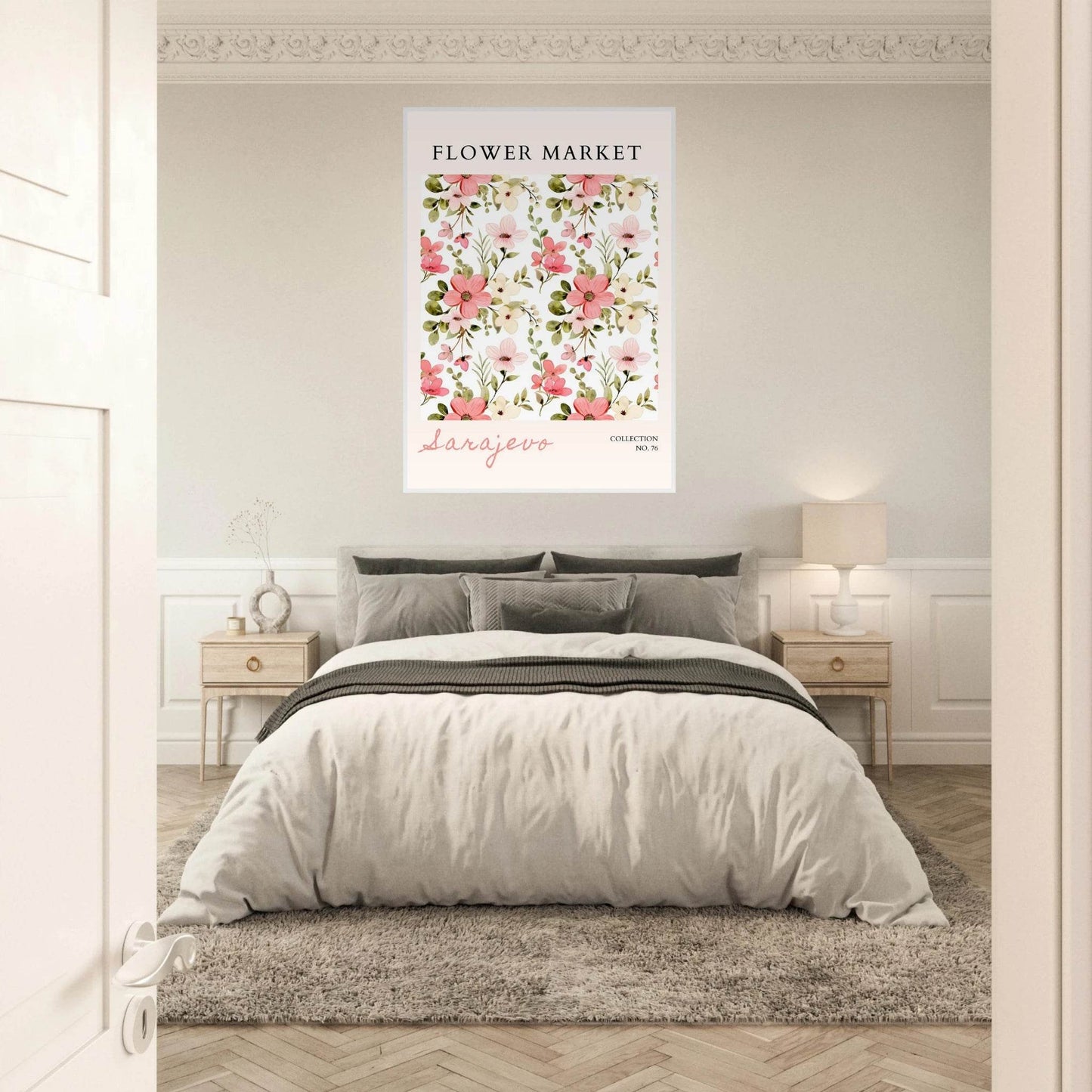 Watercolor Flower Market Blush Pink Cream Floral - Wall Art - Vibrantwalls