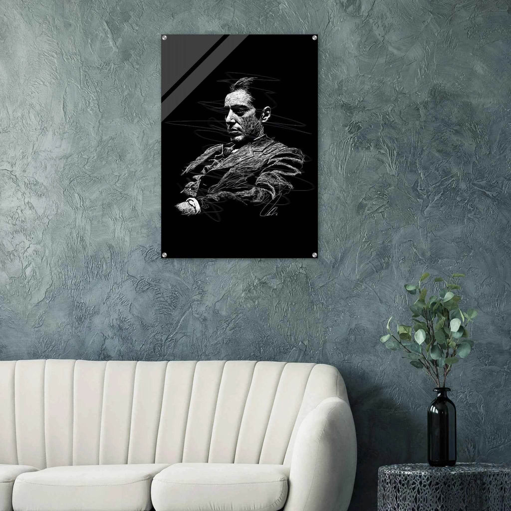 Al Pacino Scarface Sketch Art Acrylic Print – Iconic, Dynamic, Black & White Wall Decor - Vibrantwalls