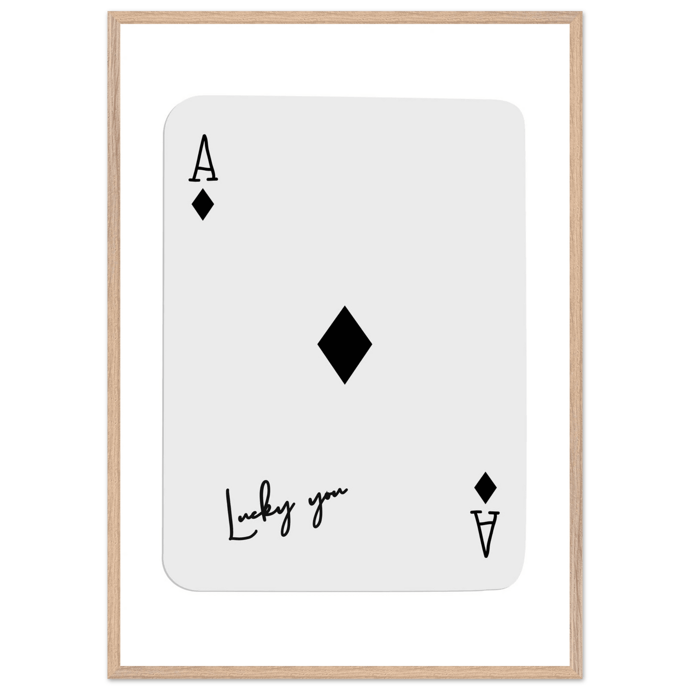 Lucky You Ace of Diamonds Poker Card Print - Mounted Framed Poster Art, Eco-Friendly Wood Frame in Your Choice of Style - Vibrantwalls