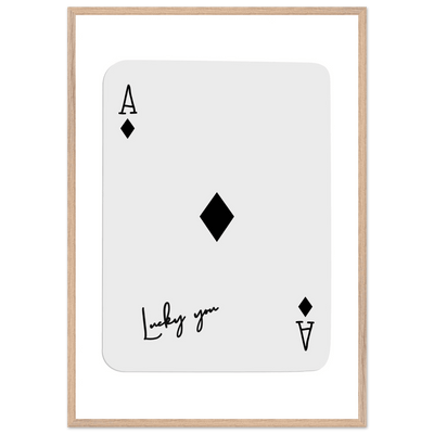 Lucky You Ace of Diamonds Poker Card Print - Mounted Framed Poster Art, Eco-Friendly Wood Frame in Your Choice of Style - Vibrantwalls