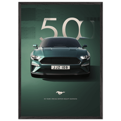 1968 Bullitt Mustang GT - 50th Anniversary Framed Poster | Iconic Dark Highland Green, Ready-to-Hang Wall Art - Vibrantwalls