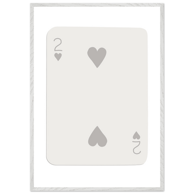 Minimalist Two of Hearts Poker Card Print - Mounted Framed Eco-Friendly Art for Modern Decor - Vibrantwalls