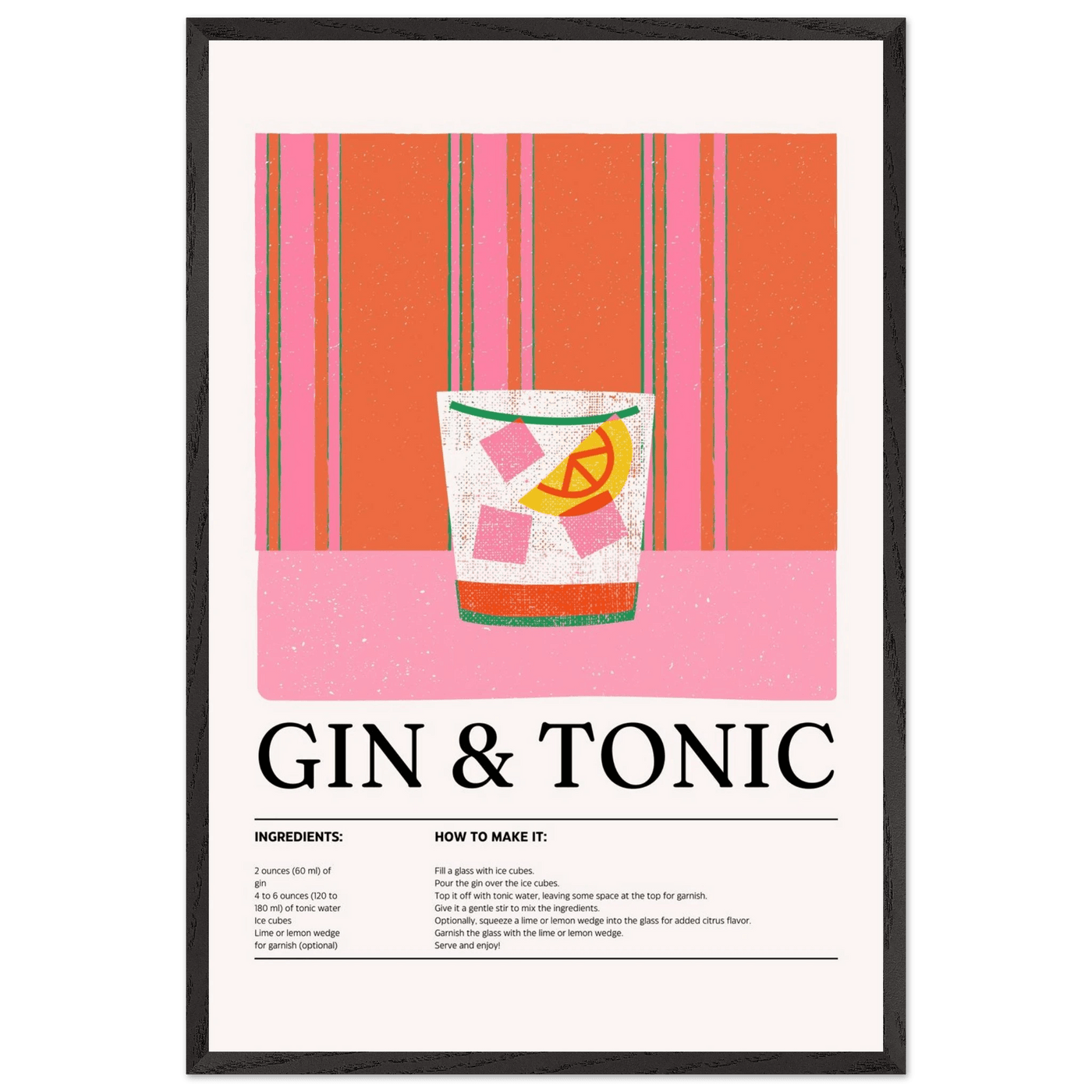 Gin Tonic Cocktail Recipe Minimalist Design Print - Vibrantwalls