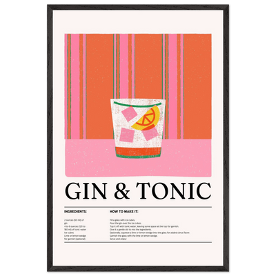 Gin Tonic Cocktail Recipe Minimalist Design Print - Vibrantwalls