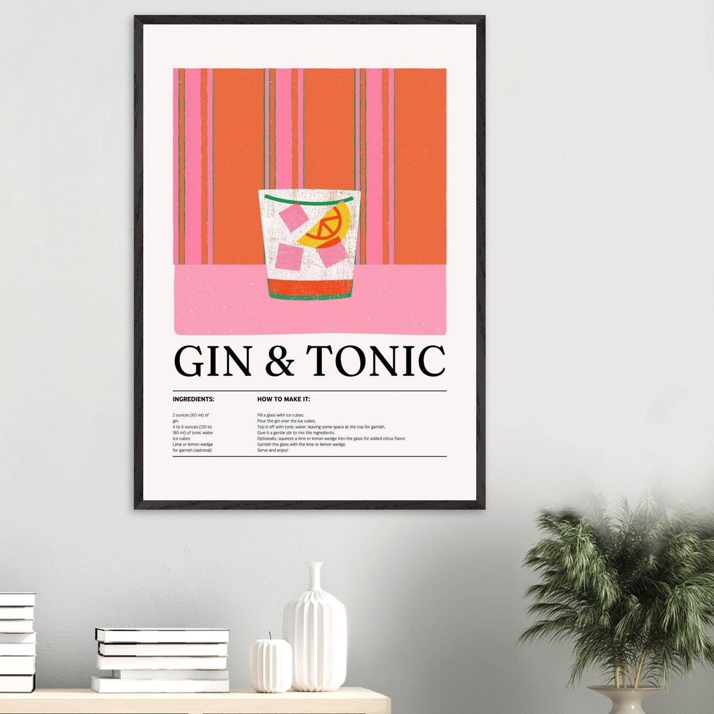 Gin Tonic Cocktail Recipe Minimalist Design Print - Vibrantwalls