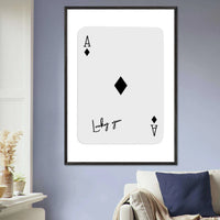 Lucky You Ace of Diamonds Poker Card Print - Mounted Framed Poster Art, Eco-Friendly Wood Frame in Your Choice of Style - Vibrantwalls