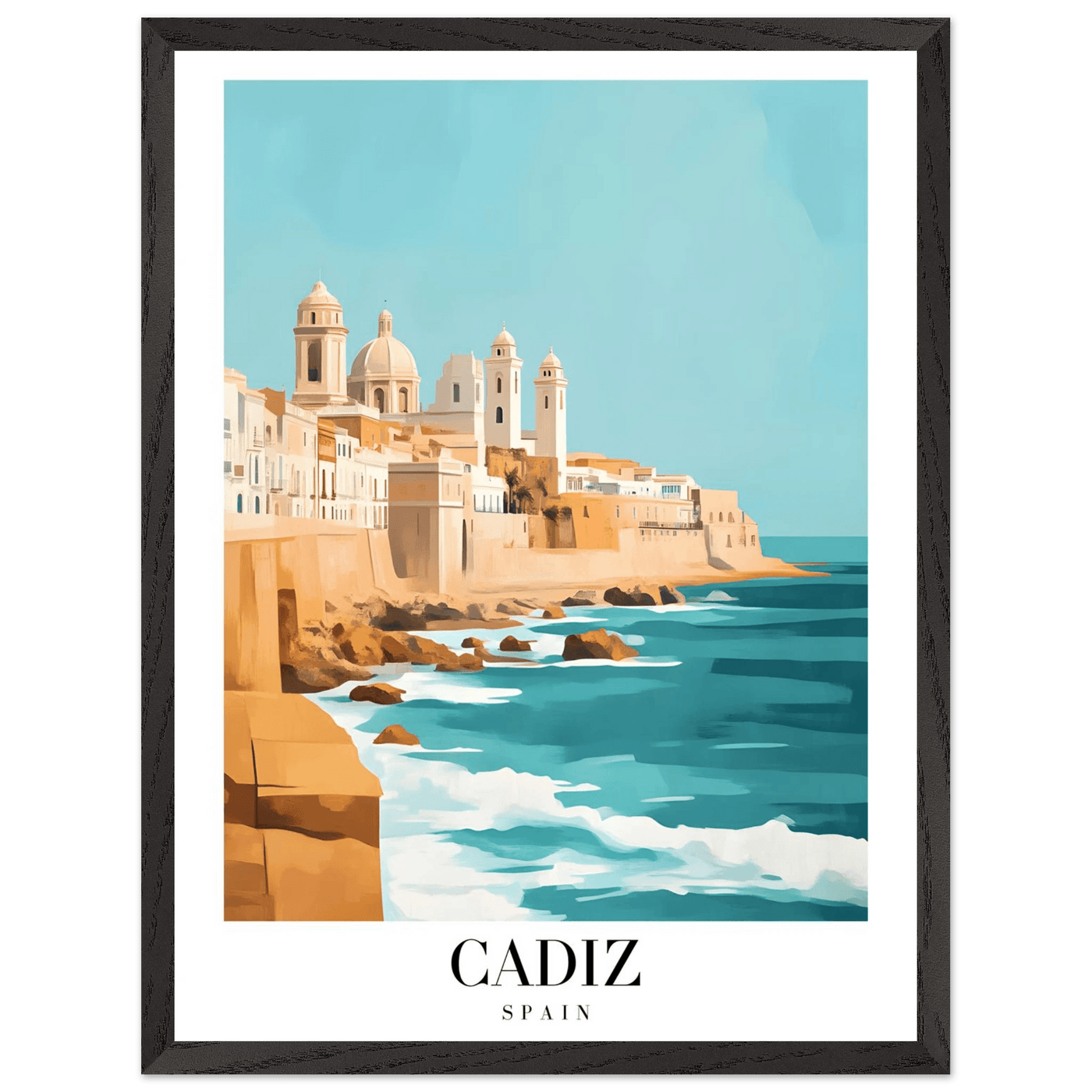 Cadiz Spain Framed Poster – Coastal Charm & Vintage Travel Wall Art with Wooden Frame - Vibrantwalls