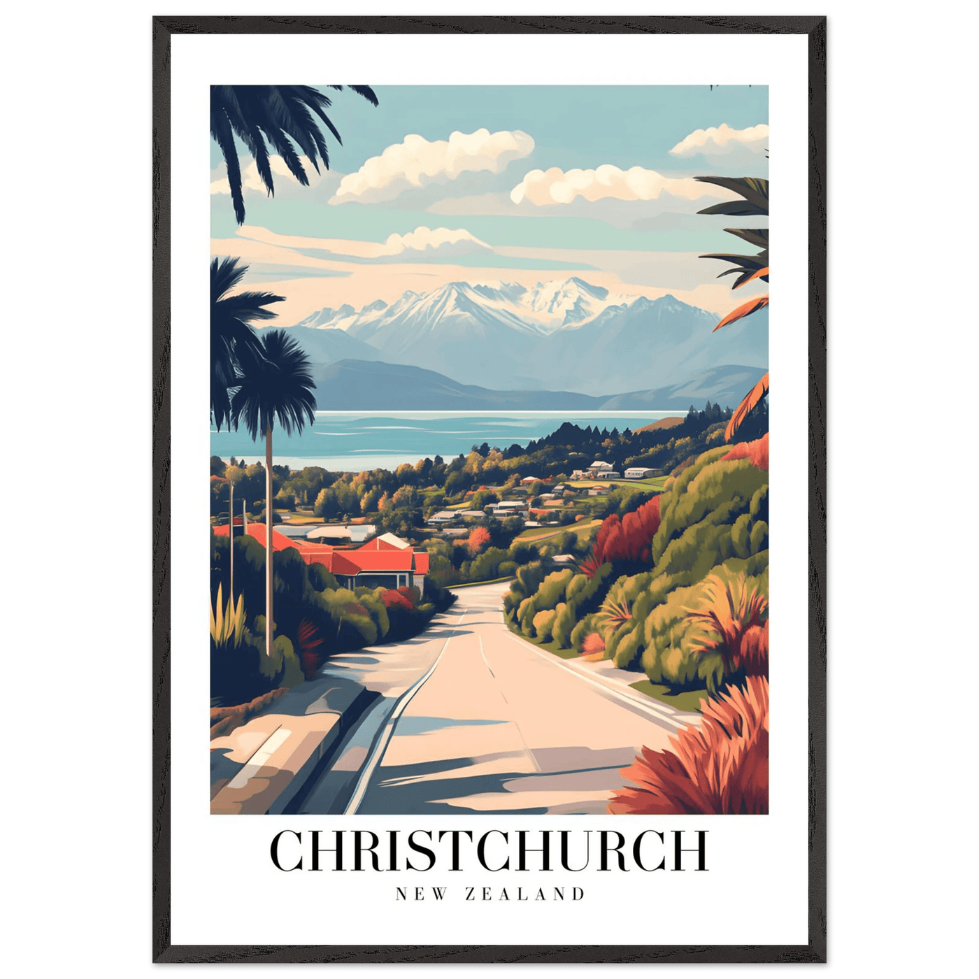 Christchurch New Zealand Framed Poster – Vintage Travel Wall Art with Wooden Frame - Vibrantwalls