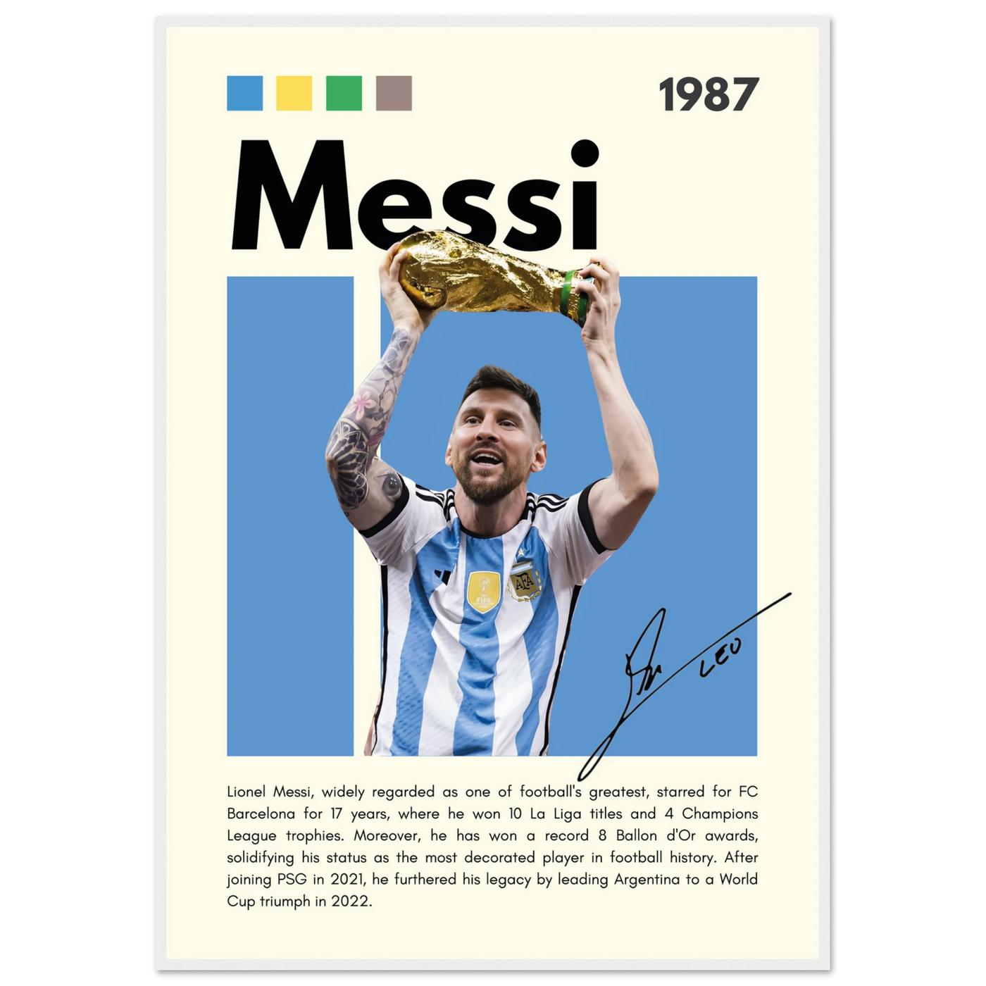 Lionel Messi World Cup Champion Framed Poster 70x100 cm 28x40″ White frame Vibrantwalls