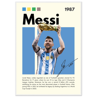 Lionel Messi World Cup Champion Framed Poster 70x100 cm 28x40″ White frame Vibrantwalls