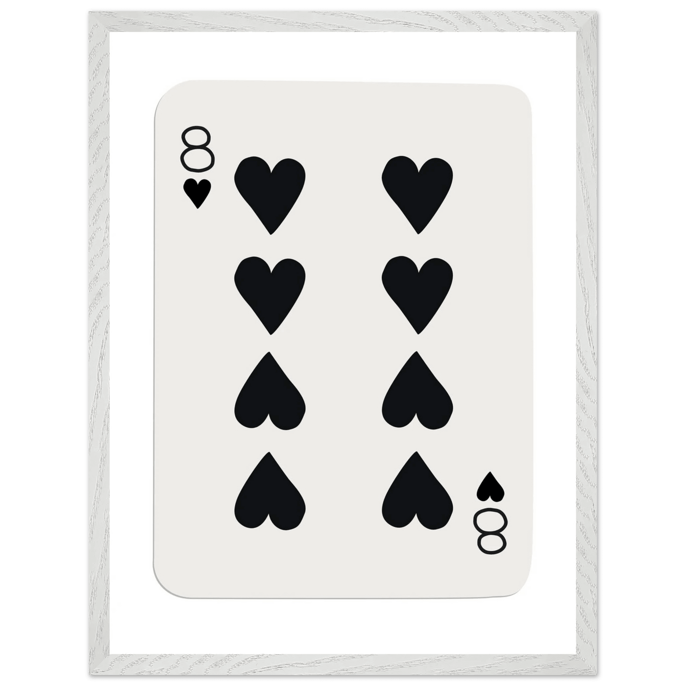Minimalist Eight of Hearts Poker Card Print - Framed Wall Art, Sustainable Wood Frame, Choose Your Finish & Size - Vibrantwalls