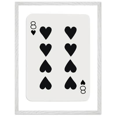 Minimalist Eight of Hearts Poker Card Print - Framed Wall Art, Sustainable Wood Frame, Choose Your Finish & Size - Vibrantwalls