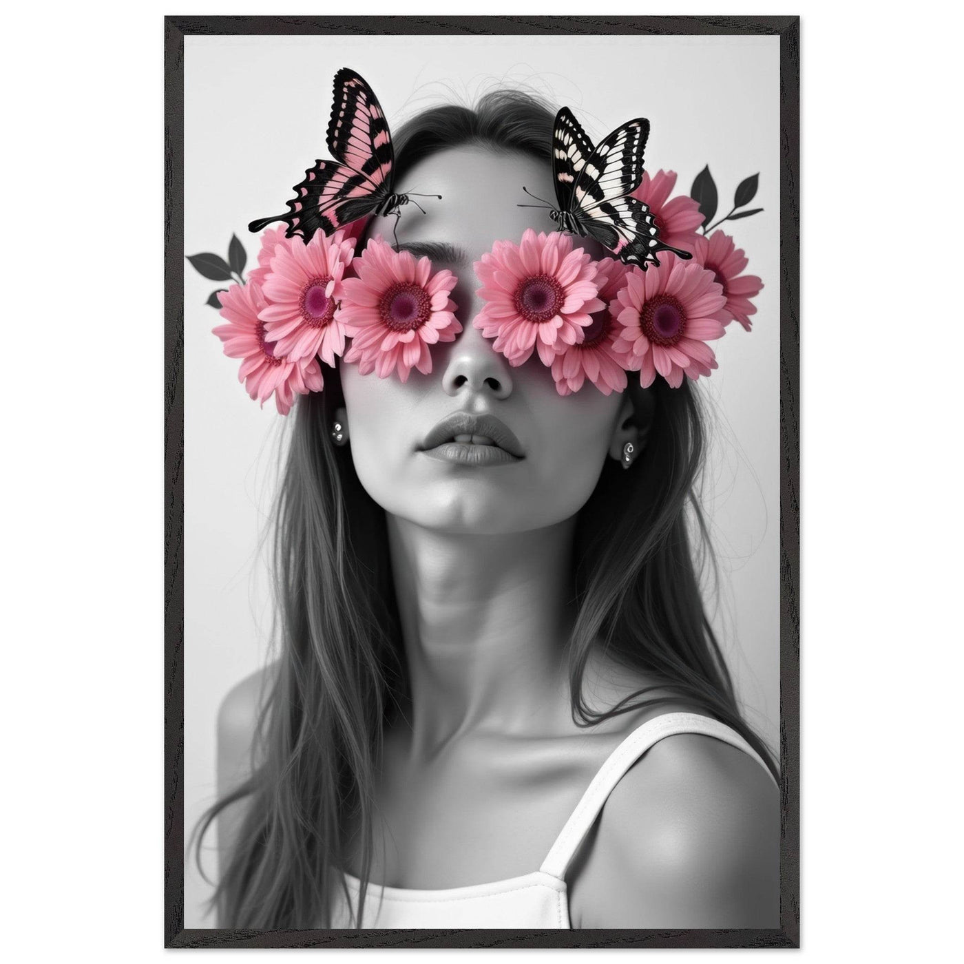 Woman With Flowers Decor - Elegant Floral Art for Home Decor - Vibrantwalls