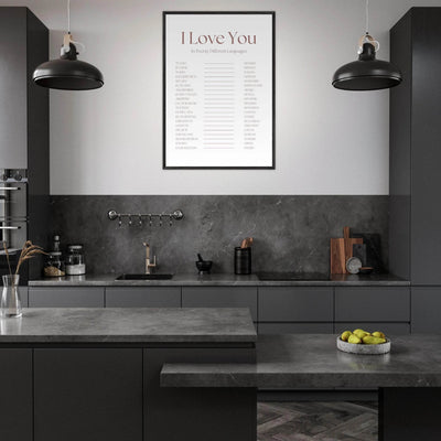 I Love You in 20 Languages - Mounted Framed Art Print, Eco-Friendly Wood Frame in Your Choice of Style - Vibrantwalls