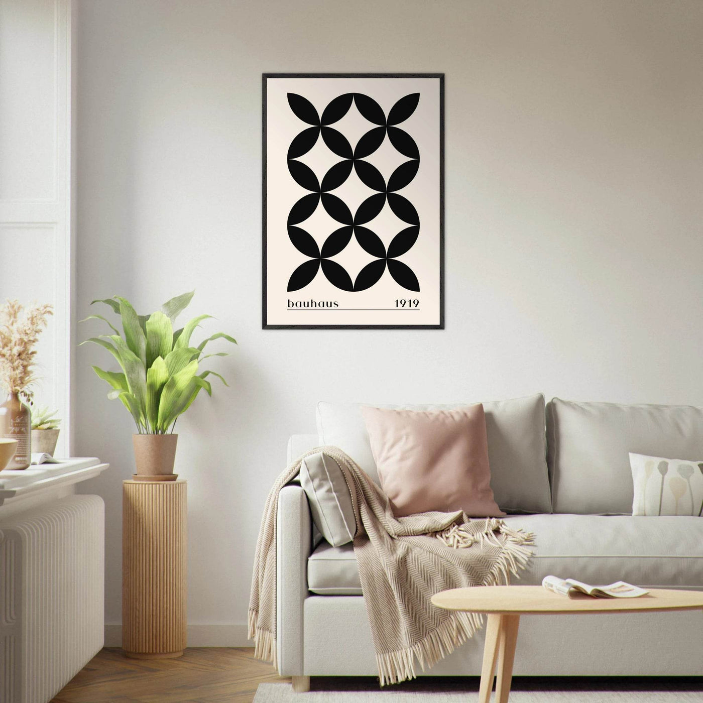 Bauhaus 1919 Black & Beige Circles - Vibrantwalls
