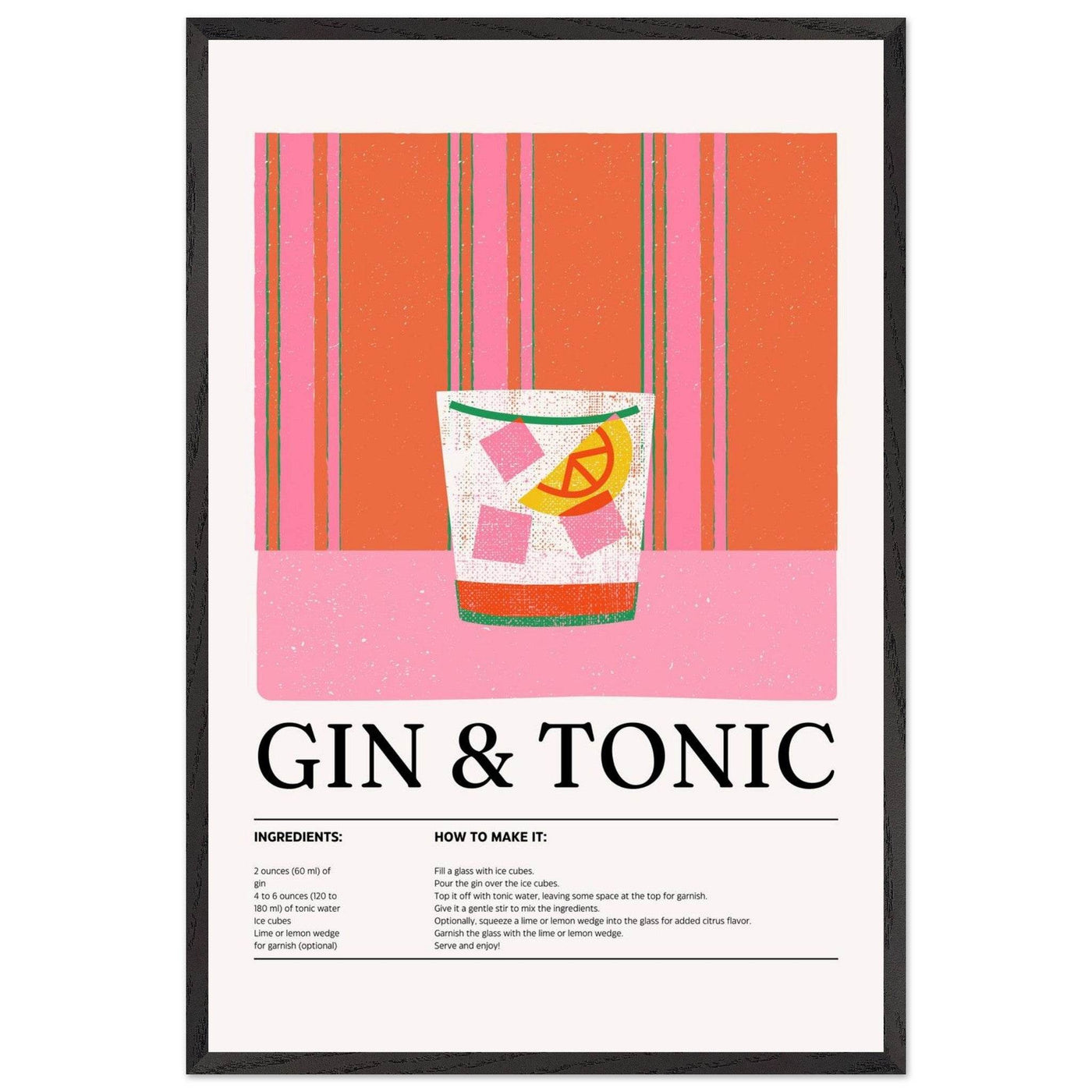 Gin Tonic Cocktail Recipe Minimalist Design Print - Vibrantwalls