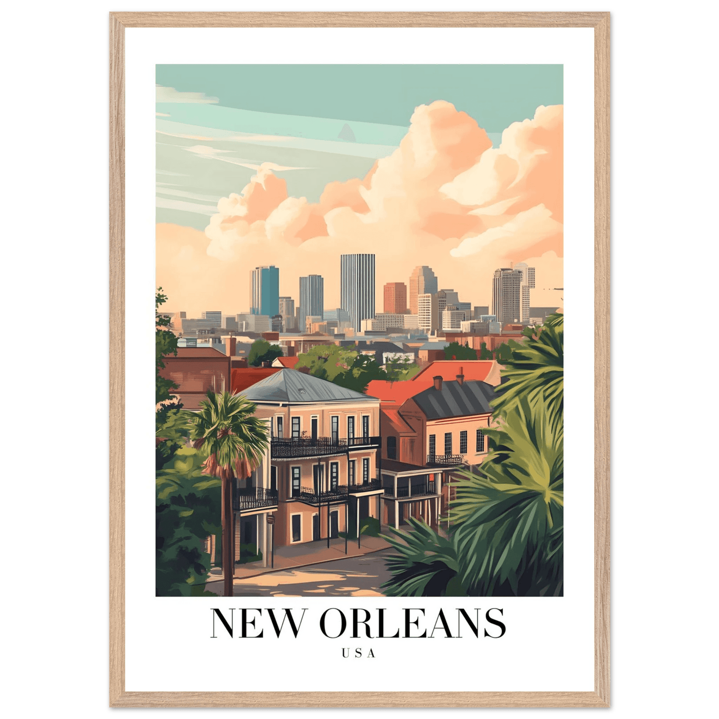 New Orleans Warm Hues Vintage Travel Poster - Wall Art - Vibrantwalls